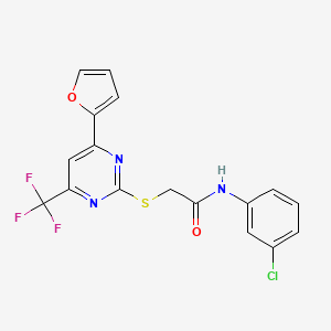 molecular formula C17H11ClF3N3O2S B15026244 N-(3-chlorophenyl)-2-{[4-(furan-2-yl)-6-(trifluoromethyl)pyrimidin-2-yl]sulfanyl}acetamide 