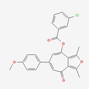 molecular formula C25H19ClO5 B15026266 6-(4-methoxyphenyl)-1,3-dimethyl-4-oxo-4H-cyclohepta[c]furan-8-yl 3-chlorobenzoate 