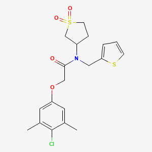 molecular formula C19H22ClNO4S2 B15026292 2-(4-chloro-3,5-dimethylphenoxy)-N-(1,1-dioxidotetrahydrothiophen-3-yl)-N-(thiophen-2-ylmethyl)acetamide 