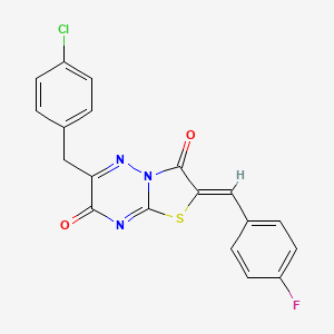 molecular formula C19H11ClFN3O2S B15026295 (2Z)-6-(4-chlorobenzyl)-2-(4-fluorobenzylidene)-7H-[1,3]thiazolo[3,2-b][1,2,4]triazine-3,7(2H)-dione 