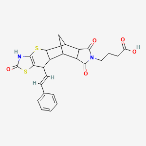 molecular formula C25H24N2O5S2 B15026301 4-[6,13,15-trioxo-9-[(E)-2-phenylethenyl]-3,7-dithia-5,14-diazapentacyclo[9.5.1.02,10.04,8.012,16]heptadec-4(8)-en-14-yl]butanoic acid 