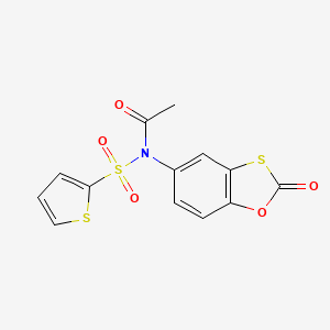 molecular formula C13H9NO5S3 B15026304 N-(2-oxo-1,3-benzoxathiol-5-yl)-N-thiophen-2-ylsulfonylacetamide 