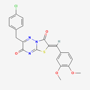 (2Z)-6-(4-chlorobenzyl)-2-(3,4-dimethoxybenzylidene)-7H-[1,3]thiazolo[3,2-b][1,2,4]triazine-3,7(2H)-dione