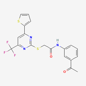 N-(3-acetylphenyl)-2-{[4-(thiophen-2-yl)-6-(trifluoromethyl)pyrimidin-2-yl]sulfanyl}acetamide