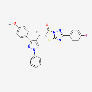 (5Z)-2-(4-fluorophenyl)-5-{[3-(4-methoxyphenyl)-1-phenyl-1H-pyrazol-4-yl]methylidene}[1,3]thiazolo[3,2-b][1,2,4]triazol-6(5H)-one