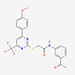 N-(3-acetylphenyl)-2-{[4-(4-methoxyphenyl)-6-(trifluoromethyl)pyrimidin-2-yl]sulfanyl}acetamide