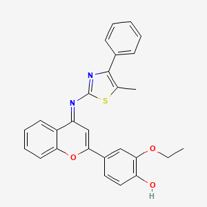 molecular formula C27H22N2O3S B15026395 2-Ethoxy-4-[(4E)-4-[(5-methyl-4-phenyl-1,3-thiazol-2-YL)imino]-4H-chromen-2-YL]phenol 