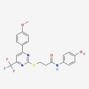 N-(4-hydroxyphenyl)-3-{[4-(4-methoxyphenyl)-6-(trifluoromethyl)pyrimidin-2-yl]sulfanyl}propanamide