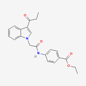 ethyl 4-{[(3-propanoyl-1H-indol-1-yl)acetyl]amino}benzoate