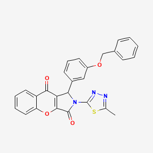 molecular formula C27H19N3O4S B15026476 1-[3-(Benzyloxy)phenyl]-2-(5-methyl-1,3,4-thiadiazol-2-yl)-1,2-dihydrochromeno[2,3-c]pyrrole-3,9-dione 