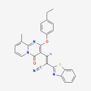 molecular formula C27H20N4O2S B15026488 (2E)-2-(1,3-benzothiazol-2-yl)-3-[2-(4-ethylphenoxy)-9-methyl-4-oxo-4H-pyrido[1,2-a]pyrimidin-3-yl]prop-2-enenitrile 