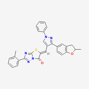 molecular formula C30H23N5O2S B15026512 (5Z)-5-{[3-(2-methyl-2,3-dihydro-1-benzofuran-5-yl)-1-phenyl-1H-pyrazol-4-yl]methylene}-2-(2-methylphenyl)[1,3]thiazolo[3,2-b][1,2,4]triazol-6(5H)-one 