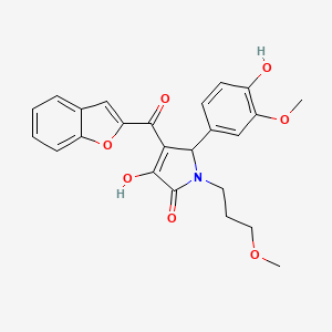 molecular formula C24H23NO7 B15026515 4-(1-benzofuran-2-ylcarbonyl)-3-hydroxy-5-(4-hydroxy-3-methoxyphenyl)-1-(3-methoxypropyl)-1,5-dihydro-2H-pyrrol-2-one 