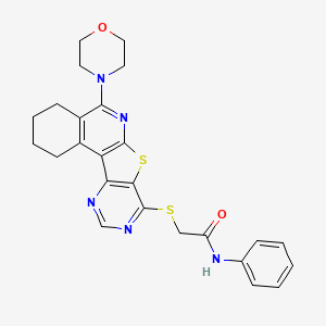 molecular formula C25H25N5O2S2 B15026516 2-[(8-morpholin-4-yl-11-thia-9,14,16-triazatetracyclo[8.7.0.02,7.012,17]heptadeca-1,7,9,12,14,16-hexaen-13-yl)sulfanyl]-N-phenylacetamide 