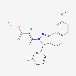 molecular formula C24H25FN2O3 B15026563 ethyl (E)-3-[3-(3-fluorophenyl)-8-methoxy-3,3a,4,5-tetrahydrobenzo[g]indazol-2-yl]but-2-enoate 