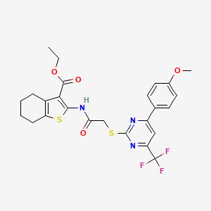 Ethyl 2-[({[4-(4-methoxyphenyl)-6-(trifluoromethyl)pyrimidin-2-yl]sulfanyl}acetyl)amino]-4,5,6,7-tetrahydro-1-benzothiophene-3-carboxylate