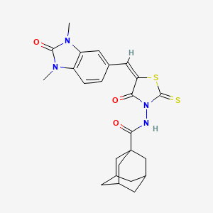 N-{(5E)-5-[(1,3-dimethyl-2-oxo-2,3-dihydro-1H-benzimidazol-5-yl)methylene]-4-oxo-2-thioxo-1,3-thiazolidin-3-yl}adamantane-1-carboxamide