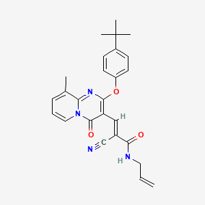 (2E)-3-[2-(4-tert-butylphenoxy)-9-methyl-4-oxo-4H-pyrido[1,2-a]pyrimidin-3-yl]-2-cyano-N-(prop-2-en-1-yl)prop-2-enamide