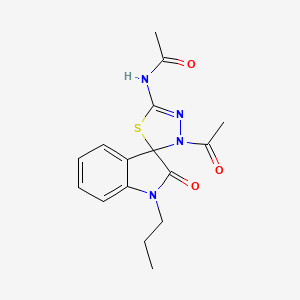 molecular formula C16H18N4O3S B15026682 N-(3'-acetyl-2-oxo-1-propyl-1,2-dihydro-3'H-spiro[indole-3,2'-[1,3,4]thiadiazol]-5'-yl)acetamide 