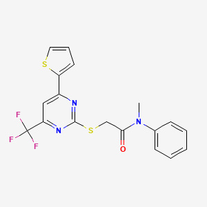 molecular formula C18H14F3N3OS2 B15026715 N-methyl-N-phenyl-2-{[4-(thiophen-2-yl)-6-(trifluoromethyl)pyrimidin-2-yl]sulfanyl}acetamide 