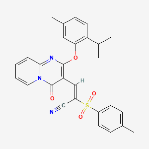 (2E)-2-[(4-methylphenyl)sulfonyl]-3-{2-[5-methyl-2-(propan-2-yl)phenoxy]-4-oxo-4H-pyrido[1,2-a]pyrimidin-3-yl}prop-2-enenitrile