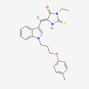 (5Z)-3-ethyl-5-({1-[3-(4-methylphenoxy)propyl]-1H-indol-3-yl}methylidene)-2-thioxoimidazolidin-4-one