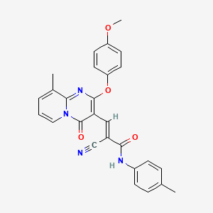 (2E)-2-cyano-3-[2-(4-methoxyphenoxy)-9-methyl-4-oxo-4H-pyrido[1,2-a]pyrimidin-3-yl]-N-(4-methylphenyl)prop-2-enamide