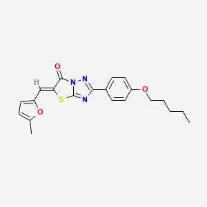 molecular formula C21H21N3O3S B15026787 (5Z)-5-[(5-methylfuran-2-yl)methylidene]-2-[4-(pentyloxy)phenyl][1,3]thiazolo[3,2-b][1,2,4]triazol-6(5H)-one 