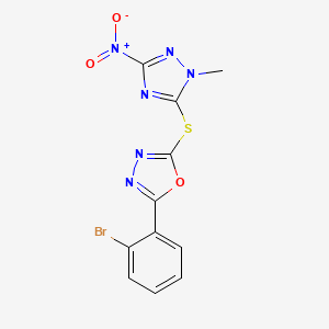 2-(2-bromophenyl)-5-[(1-methyl-3-nitro-1H-1,2,4-triazol-5-yl)sulfanyl]-1,3,4-oxadiazole