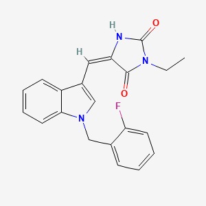 (5E)-3-ethyl-5-{[1-(2-fluorobenzyl)-1H-indol-3-yl]methylidene}imidazolidine-2,4-dione