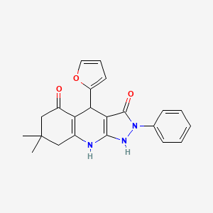 molecular formula C22H21N3O3 B15026858 4-(furan-2-yl)-3-hydroxy-7,7-dimethyl-2-phenyl-2,4,6,7,8,9-hexahydro-5H-pyrazolo[3,4-b]quinolin-5-one 