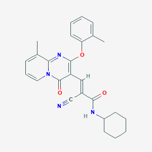 (2E)-2-cyano-N-cyclohexyl-3-[9-methyl-2-(2-methylphenoxy)-4-oxo-4H-pyrido[1,2-a]pyrimidin-3-yl]prop-2-enamide