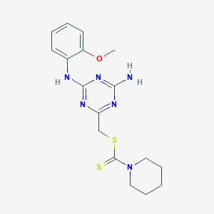 molecular formula C17H22N6OS2 B15026892 {4-Amino-6-[(2-methoxyphenyl)amino]-1,3,5-triazin-2-yl}methyl piperidine-1-carbodithioate 