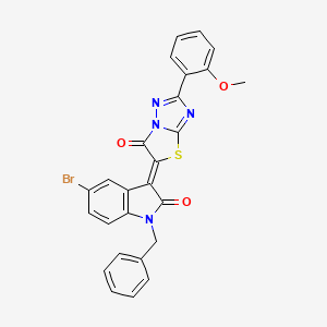 (3Z)-1-benzyl-5-bromo-3-[2-(2-methoxyphenyl)-6-oxo[1,3]thiazolo[3,2-b][1,2,4]triazol-5(6H)-ylidene]-1,3-dihydro-2H-indol-2-one