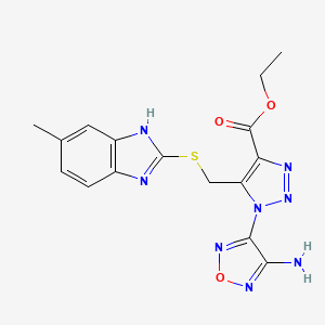 ethyl 1-(4-amino-1,2,5-oxadiazol-3-yl)-5-{[(5-methyl-1H-benzimidazol-2-yl)sulfanyl]methyl}-1H-1,2,3-triazole-4-carboxylate