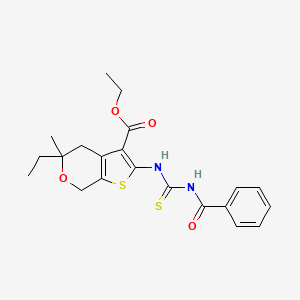 molecular formula C21H24N2O4S2 B15026951 ethyl 5-ethyl-5-methyl-2-{[(phenylcarbonyl)carbamothioyl]amino}-4,7-dihydro-5H-thieno[2,3-c]pyran-3-carboxylate 