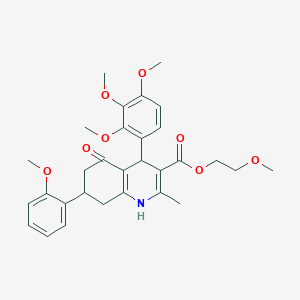 2-Methoxyethyl 7-(2-methoxyphenyl)-2-methyl-5-oxo-4-(2,3,4-trimethoxyphenyl)-1,4,5,6,7,8-hexahydroquinoline-3-carboxylate