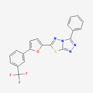 molecular formula C20H11F3N4OS B15027024 3-Phenyl-6-{5-[3-(trifluoromethyl)phenyl]furan-2-YL}-[1,2,4]triazolo[3,4-B][1,3,4]thiadiazole 