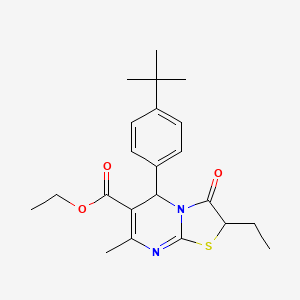 ethyl 5-(4-tert-butylphenyl)-2-ethyl-7-methyl-3-oxo-2,3-dihydro-5H-[1,3]thiazolo[3,2-a]pyrimidine-6-carboxylate