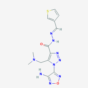 molecular formula C13H15N9O2S B15027046 1-(4-amino-1,2,5-oxadiazol-3-yl)-5-[(dimethylamino)methyl]-N'-[(E)-thiophen-3-ylmethylidene]-1H-1,2,3-triazole-4-carbohydrazide 