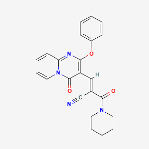 (2E)-3-(4-oxo-2-phenoxy-4H-pyrido[1,2-a]pyrimidin-3-yl)-2-(piperidin-1-ylcarbonyl)prop-2-enenitrile