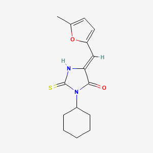 molecular formula C15H18N2O2S B15027159 (5Z)-3-cyclohexyl-5-[(5-methylfuran-2-yl)methylidene]-2-sulfanylideneimidazolidin-4-one 