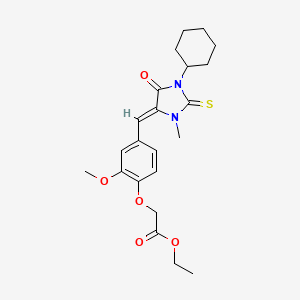 ethyl {4-[(Z)-(1-cyclohexyl-3-methyl-5-oxo-2-thioxoimidazolidin-4-ylidene)methyl]-2-methoxyphenoxy}acetate