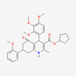 Cyclopentyl 7-(2-methoxyphenyl)-2-methyl-5-oxo-4-(2,3,4-trimethoxyphenyl)-1,4,5,6,7,8-hexahydroquinoline-3-carboxylate