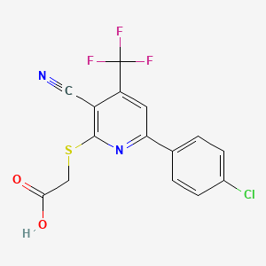 {[6-(4-Chlorophenyl)-3-cyano-4-(trifluoromethyl)pyridin-2-yl]sulfanyl}acetic acid