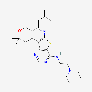 molecular formula C24H35N5OS B15027203 N-[4,4-dimethyl-8-(2-methylpropyl)-5-oxa-11-thia-9,14,16-triazatetracyclo[8.7.0.02,7.012,17]heptadeca-1(10),2(7),8,12(17),13,15-hexaen-13-yl]-N',N'-diethylethane-1,2-diamine 