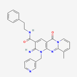 6-imino-11-methyl-2-oxo-N-(2-phenylethyl)-7-(pyridin-3-ylmethyl)-1,7,9-triazatricyclo[8.4.0.03,8]tetradeca-3(8),4,9,11,13-pentaene-5-carboxamide