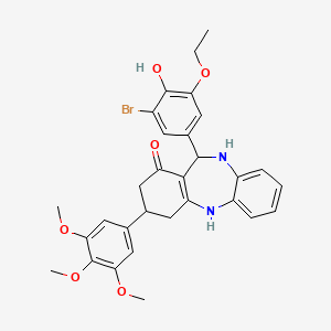 11-(3-bromo-5-ethoxy-4-hydroxyphenyl)-3-(3,4,5-trimethoxyphenyl)-2,3,4,5,10,11-hexahydro-1H-dibenzo[b,e][1,4]diazepin-1-one