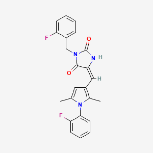 (5E)-3-(2-fluorobenzyl)-5-{[1-(2-fluorophenyl)-2,5-dimethyl-1H-pyrrol-3-yl]methylidene}imidazolidine-2,4-dione