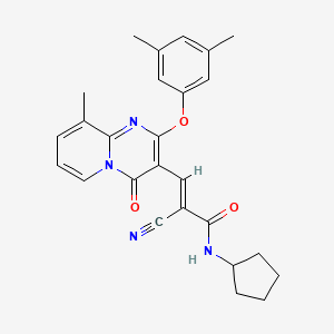 molecular formula C26H26N4O3 B15027322 (2E)-2-cyano-N-cyclopentyl-3-[2-(3,5-dimethylphenoxy)-9-methyl-4-oxo-4H-pyrido[1,2-a]pyrimidin-3-yl]prop-2-enamide 